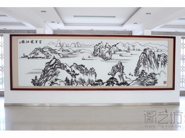 安徽特色文化山水《百里皖江圖》鐵畫(huà)可作大廳背景墻掛畫(huà)