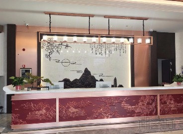 徽藝坊為足春堂會(huì)所定制的大堂背景墻裝飾鐵畫(huà)